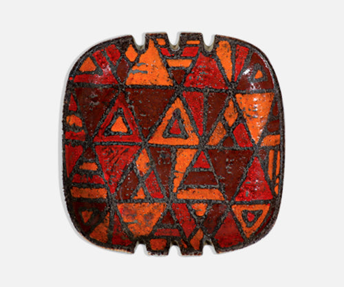 Alvino Bagni Italian Glazed Ceramic Ash Tray Plate for Raymor