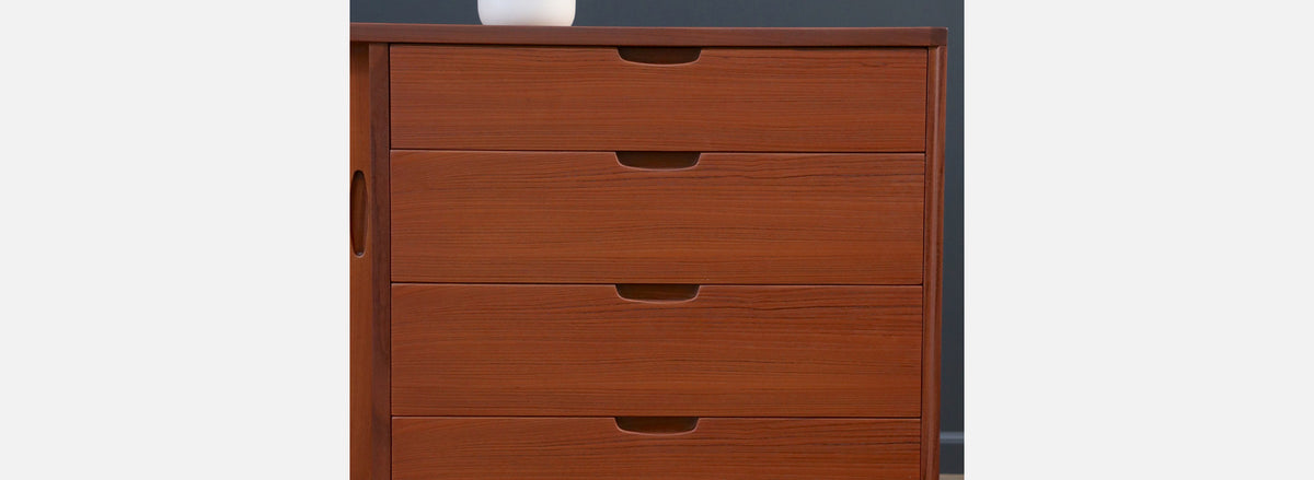 Mid-Century Danish Modern Teak Credenza w/ Sliding Doors