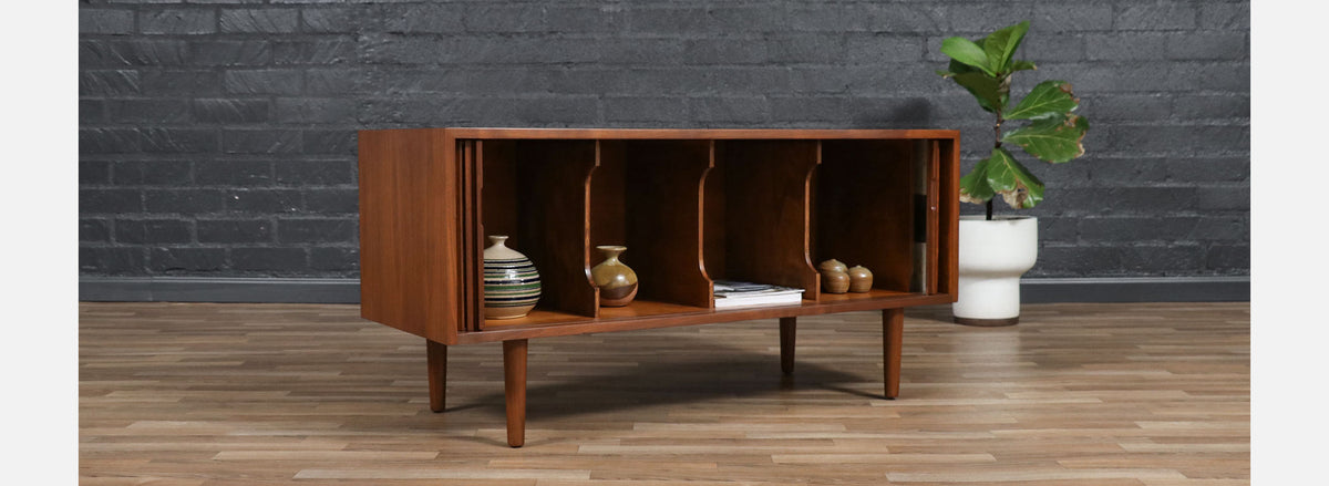 Low Profile Milo Baughman Tambour-Door Credenza for Glenn of CA