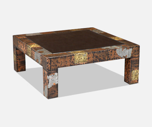 Paul Evans Brutalist Mixed Metal Coffee Table for Directional