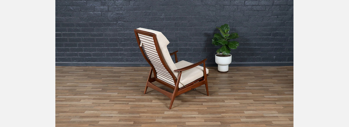Milo Baughman Sculptural Walnut Reclining Chair for James Inc.