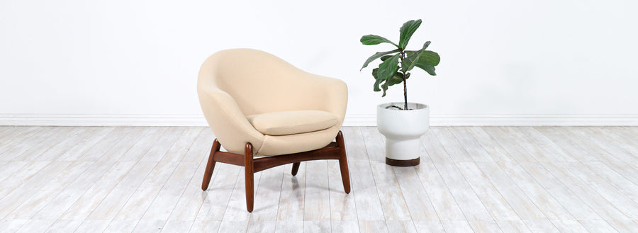 Ib Kofod-Larsen "Pod" Teak & Wool for Povl Dinesen
