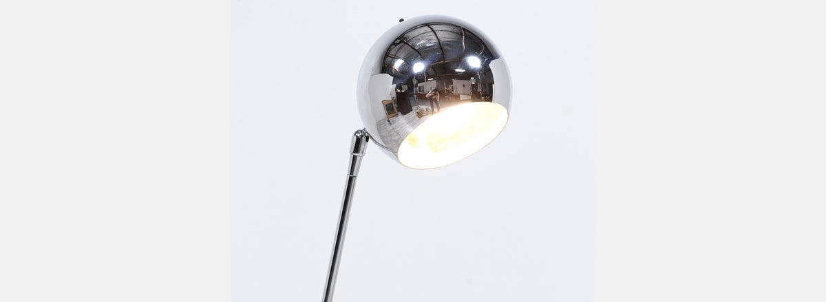 Robert Sonneman Iron & Chrome Orb Floor Lamp for George Kovacs