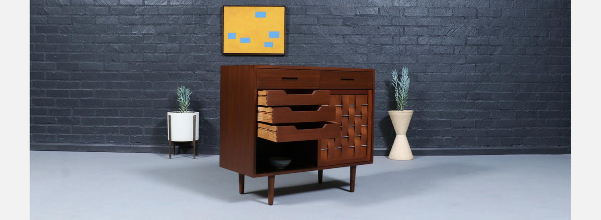Edward J. Wormley Woven Front Cabinet for Dunbar