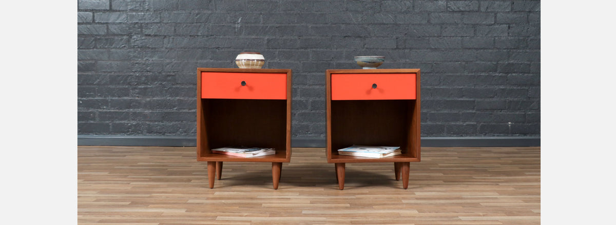 Milo Baughman Two-Tone Lacquered Night Stands for Glenn of CA 