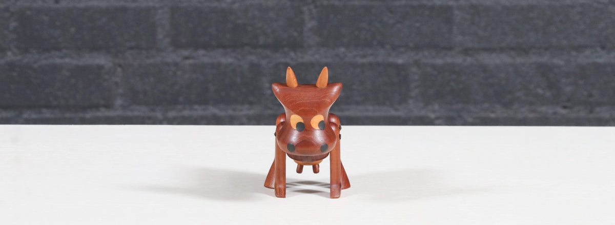 Danish Modern Teak Cow Figurine Sculpture by Sveistrup