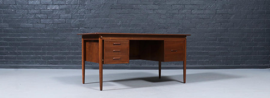 Danish Modern Executive Walnut Desk by Gunnar Schwartz