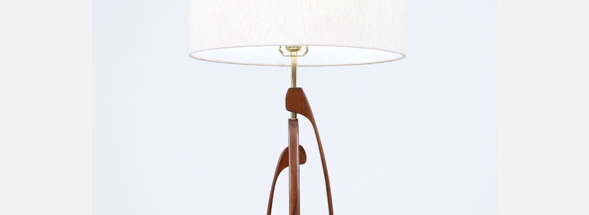 Mid-Century Modern Sculptural Walnut Table Lamp