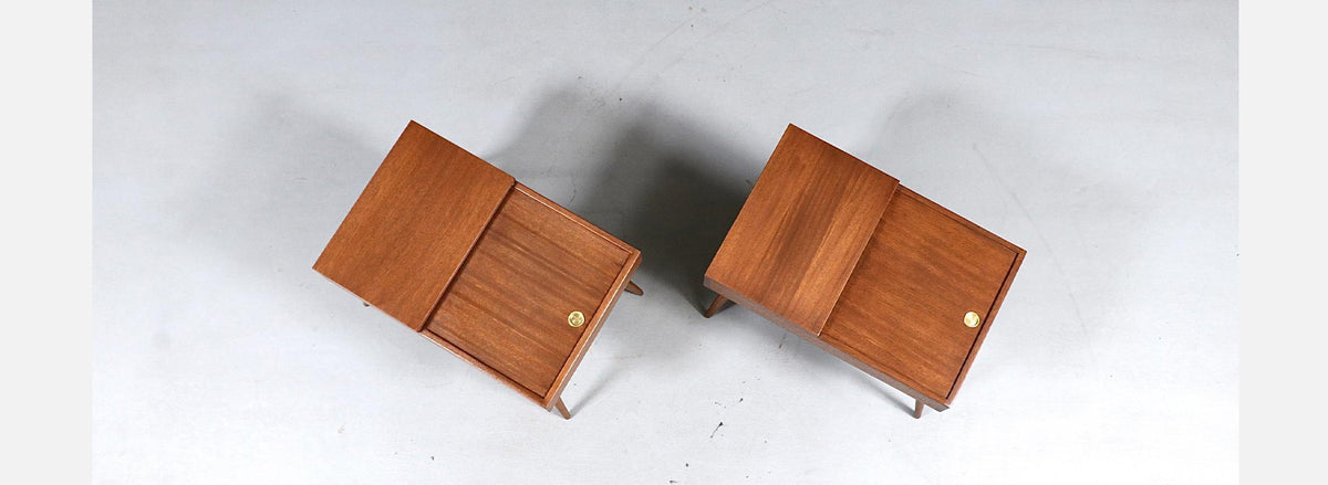 Californian Modern Side Tables w/ Storage Compartments by John Keal
