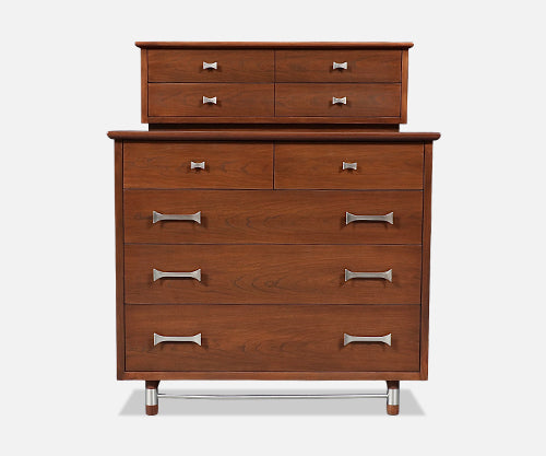 Mid-Century Modern Sculpted Highboy Dresser by Weiman