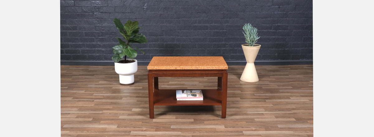 Paul Frankl Cork Top Two-Tier Side Table for Johnson Furniture 