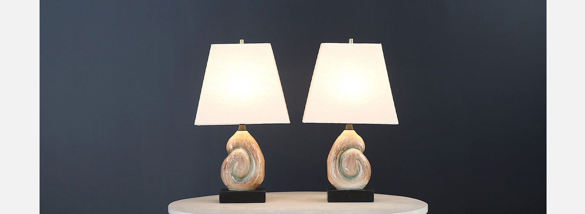 Yasha Heifetz Ceramic Nautilus Shell Table Lamps