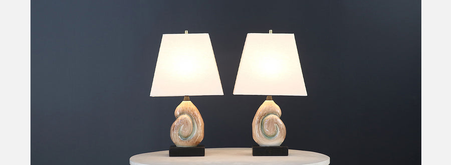 Yasha Heifetz Ceramic Nautilus Shell Table Lamps