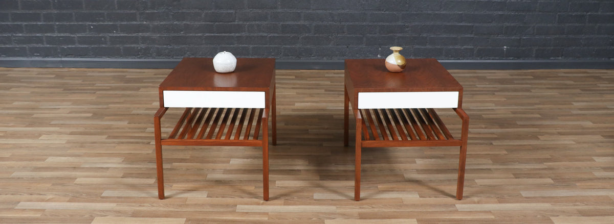 California Modern Slatted Walnut Side Tables by John Keal