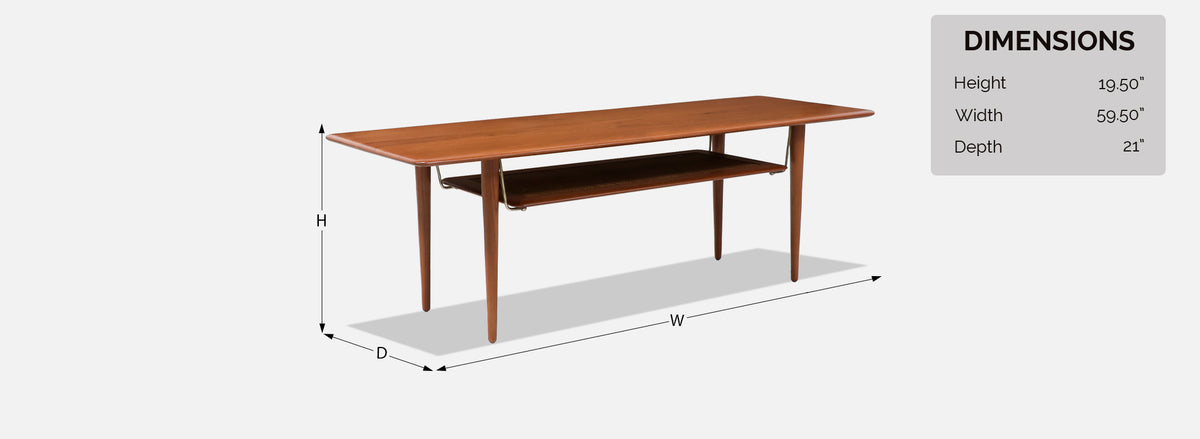 Peter Hvidt & Orla Mølgaard-Nielsen Teak & Cane Coffee Table for France & Søn