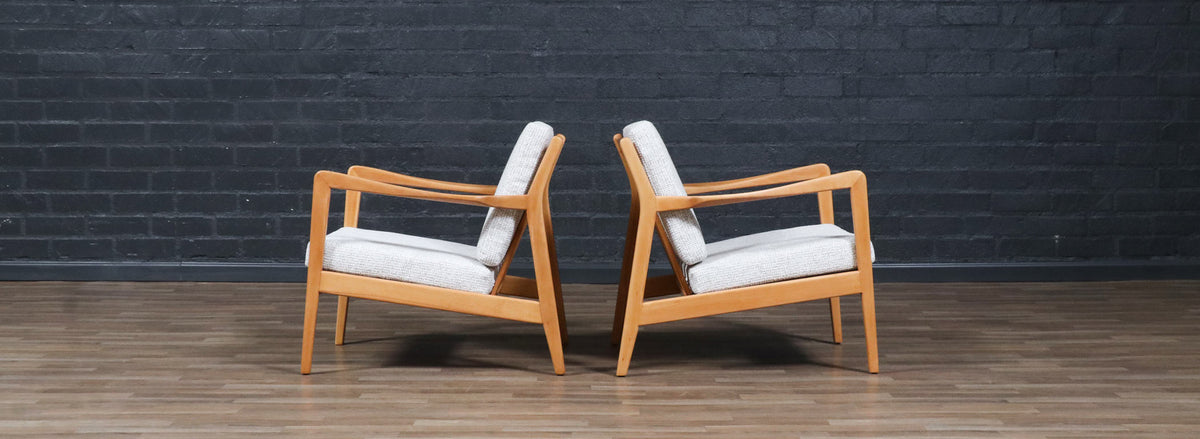Folke Ohlsson Model "Tema 1" Beechwood Lounge Chairs for Dux