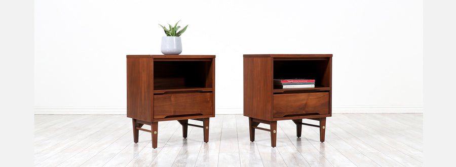 Mid-Century Modern Walnut Night Stands by Stanley Furniture Co.