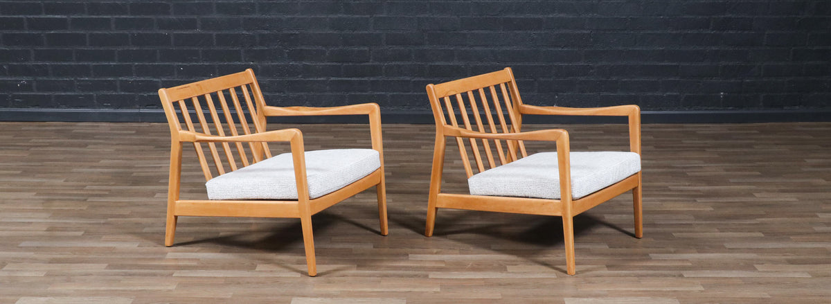 Folke Ohlsson Model "Tema 1" Beechwood Lounge Chairs for Dux