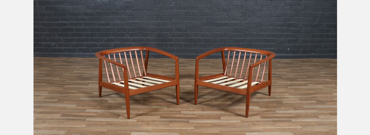 Folke Ohlsson Model 72-C Teak Lounge Chairs for Dux