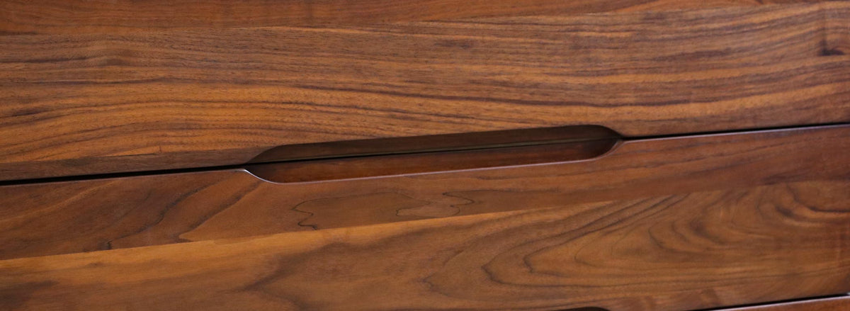 Mid-Century Modern Sculpted Walnut Highboy Dresser