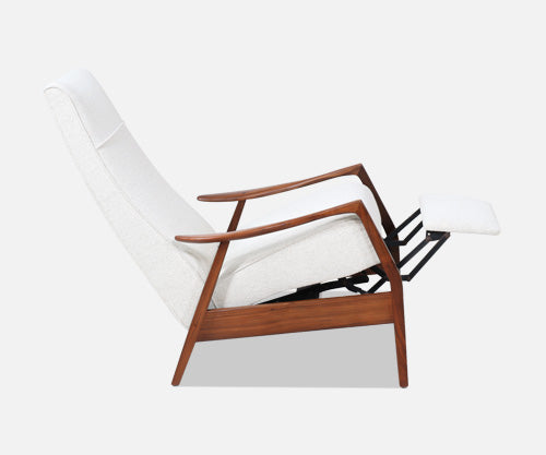 Milo Baughman Sculpted Walnut Reclining Chair for James Inc.