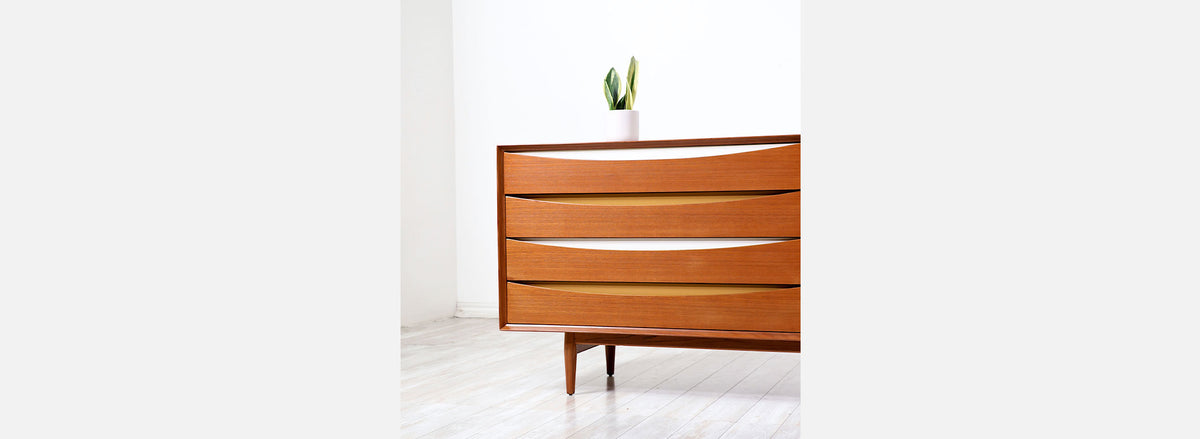 Arne Vodder "Triennale" Teak Dresser with Color Bowtie Drawers for Sibast Møbler