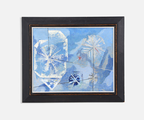 Mid-Century Modern Abstract Blue Painting by Richard Cowell, c.1955