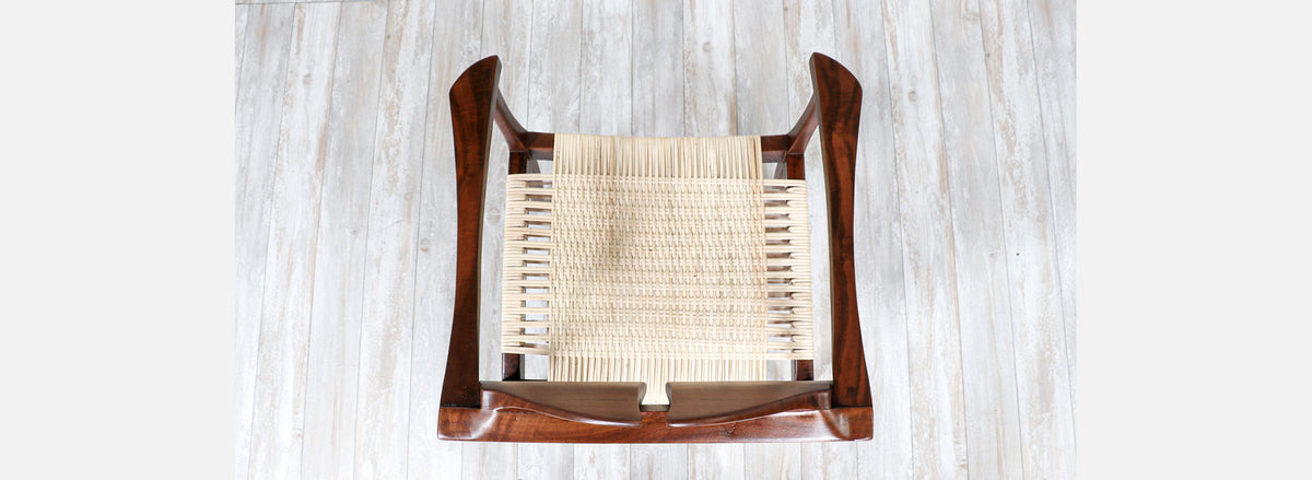 California Modern Walnut & Cane Arm Chair by Gene L. Hackleman