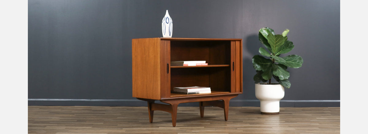 Danish Modern Teak Tambour-Door Cabinet