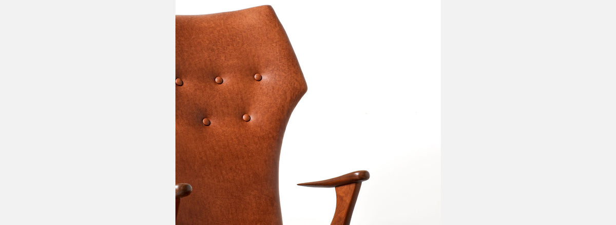 Kurt Østervig Cognac Leather Wing Chairs for Rolschau Mobler
