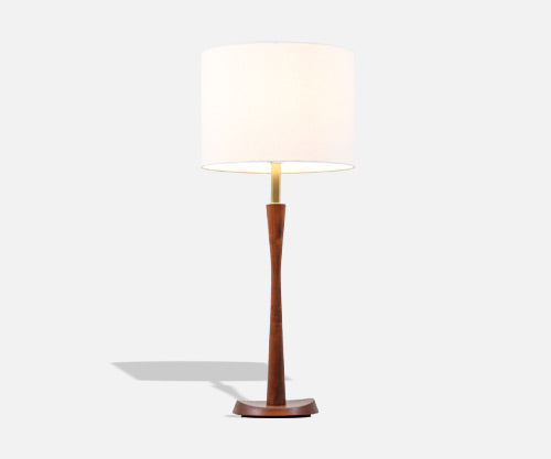 Mid-Century Modern Walnut & Brass Accent Table Lamp by Laurel