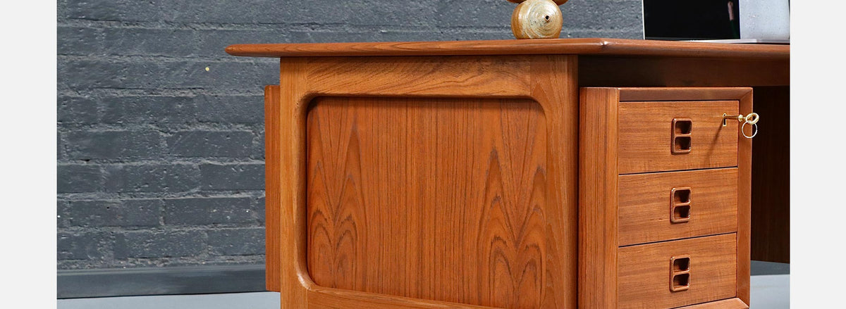 Erik Brouer Executive Teak Desk w/ Bookcase for Brouer Møbelfabrik
