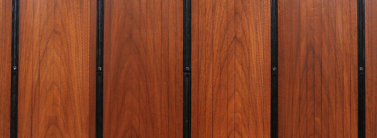 California Modern Tambour-Door Walnut Credenza by Barzilay