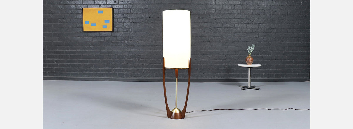 Arthur Jacobs Sculpted Korina Wood Floor Lamp for Modeline of CA