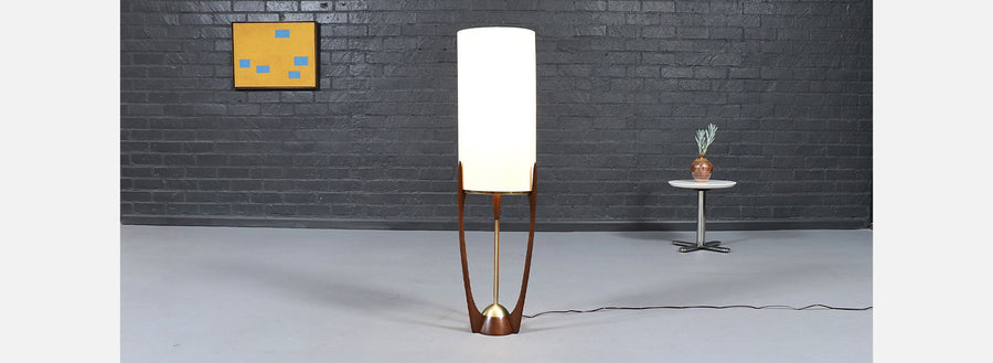 Arthur Jacobs Sculpted Korina Wood Floor Lamp for Modeline of CA