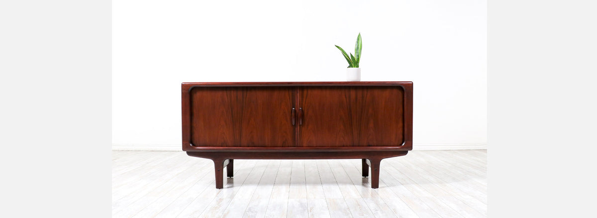 Danish Modern Rosewood Tambour-Door Credenza by Dyrlund