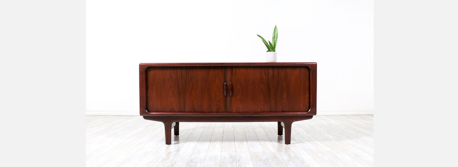 Danish Modern Rosewood Tambour-Door Credenza by Dyrlund