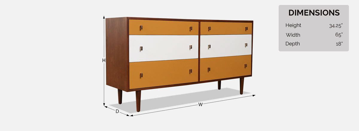 Glenn of California Multi-Color Lacquered & Walnut Dresser