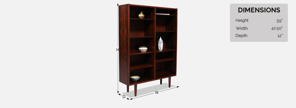 Danish Modern Rosewood Bookshelf by Carlo Jensen for Hundevad & Co.