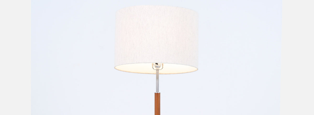 Gerald Thurston Teak & Steel Floor Lamp for Lightolier