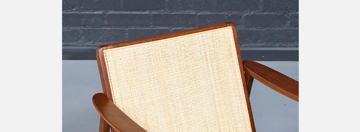 Folke Ohlsson Cane & Tweed Lounge Chair for Dux