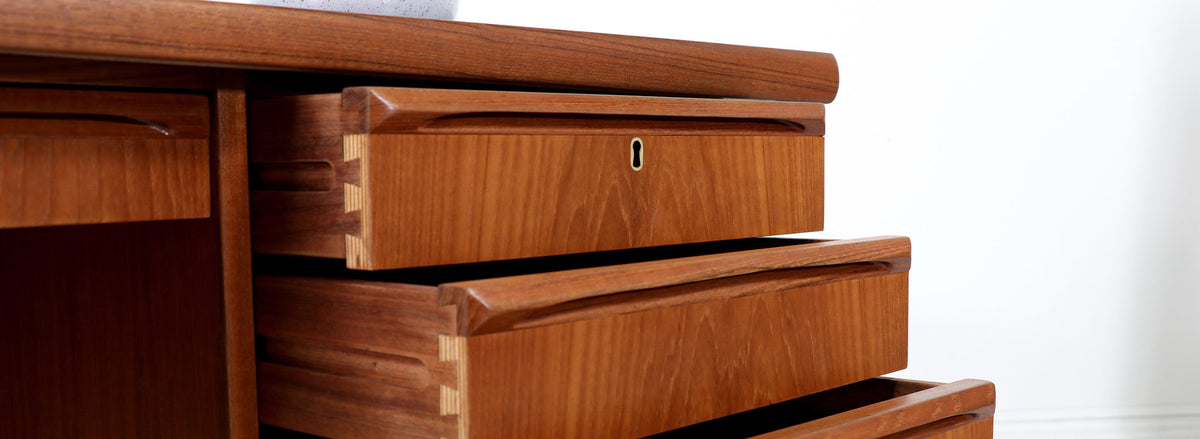 Danish Modern Executive Teak Desk with Bookcase