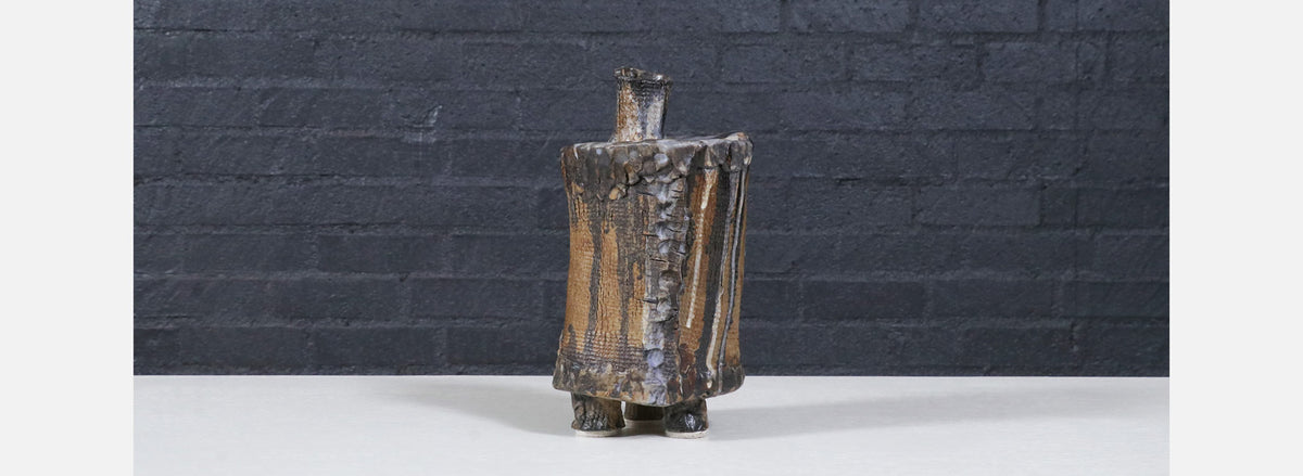 Vintage Brutalist Glaze Ceramic Pottery Sculpture, Signed DeVoe