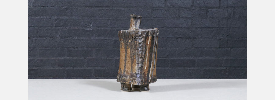 Vintage Brutalist Glaze Ceramic Pottery Sculpture, Signed DeVoe