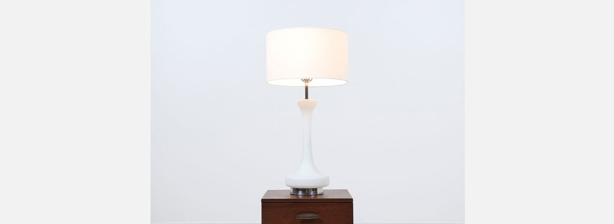 Mid-Century Modern Frosted Glass Table Lamp by Laurel 