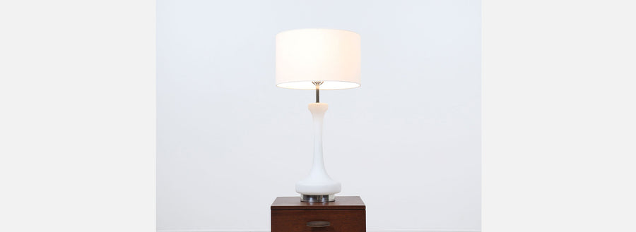 Mid-Century Modern Frosted Glass Table Lamp by Laurel 