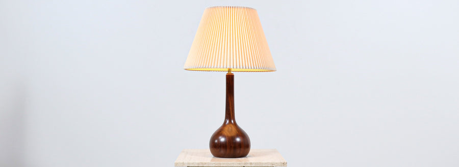 Danish Modern Turned Solid Teak Tear Drop Table Lamp