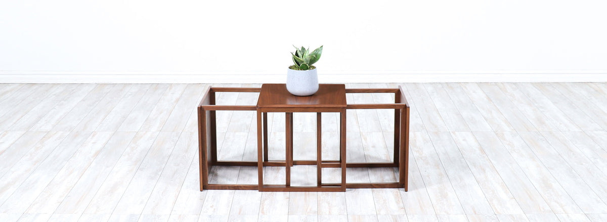 Kai Kristiansen Model-33 Walnut Interlocking Cube Nesting Tables