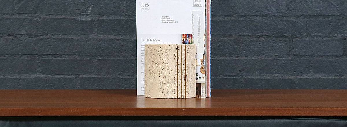 Italian Modernist Travertine Bookends by Fratelli Mannelli for Marble Art