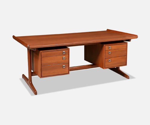 Danish Modern Executive Teak Desk for H.P. Hansen